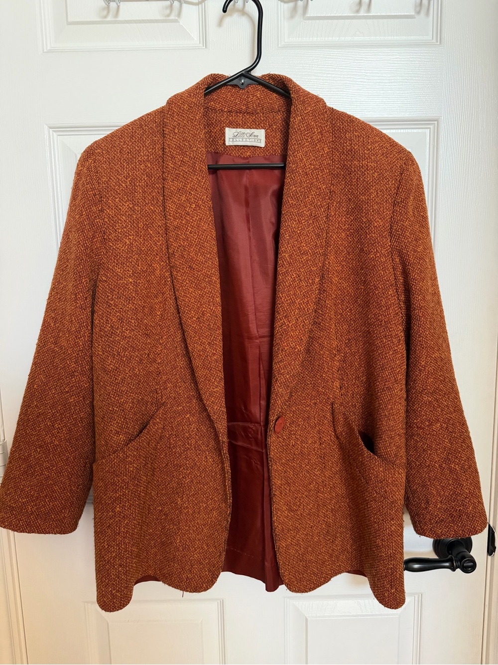 Vintage Lilli Ann Collections Union Made Wool Blazer, Burnt Orange, Size Large - Picture 5 of 10